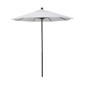 7.5 ft. Black Fiberglass Commercial Market Patio Umbrella with Fiberglass Ribs and Push Lift in Natural Sunbrella
