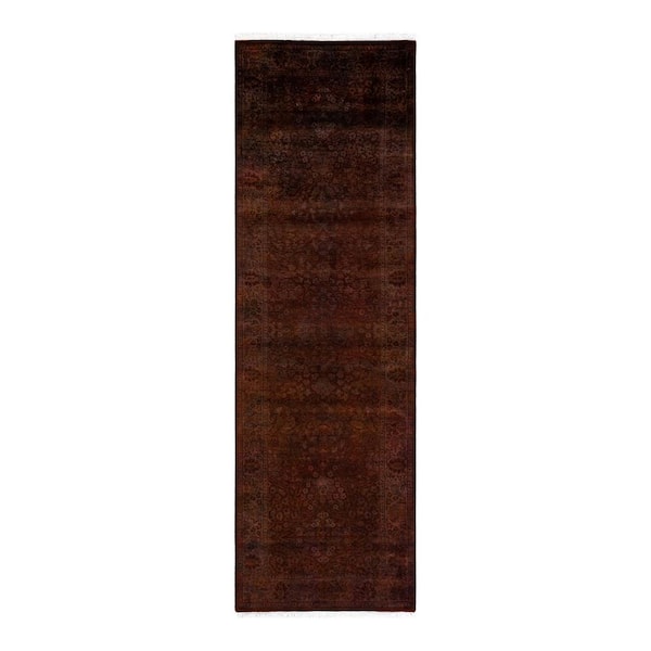 Overdyed Brown 2 ft. 7 in. x 8 ft. 5 in. Wool Indoor Area Rug