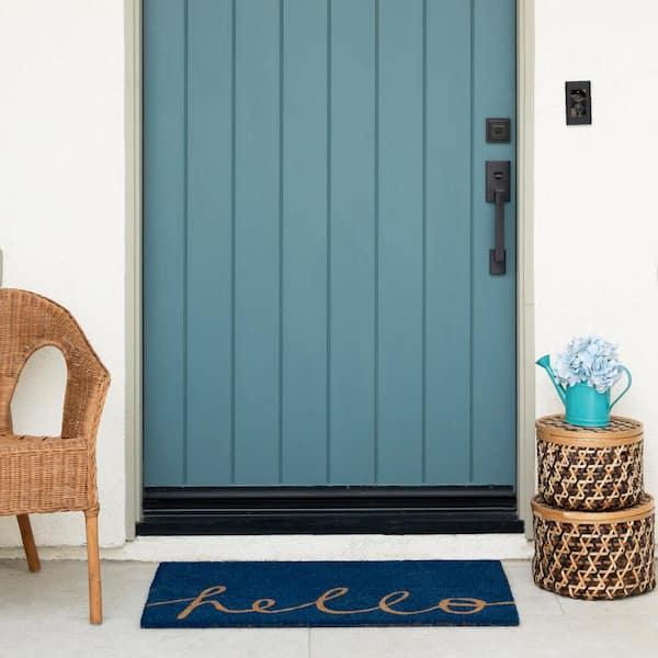 Legendary Doormats Coir Doormat Thick 2” Coco Coir Luxury Outdoor Door Mat  with Single Picture Frame Border – Front Door Outdoor Mat (Blue, 22 x 36)