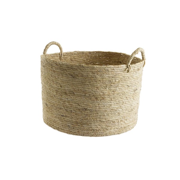 Design Ideas Maiz 18.1 in. x 18.1 in. x 12 in. Natural Corn Leaf Throw Basket
