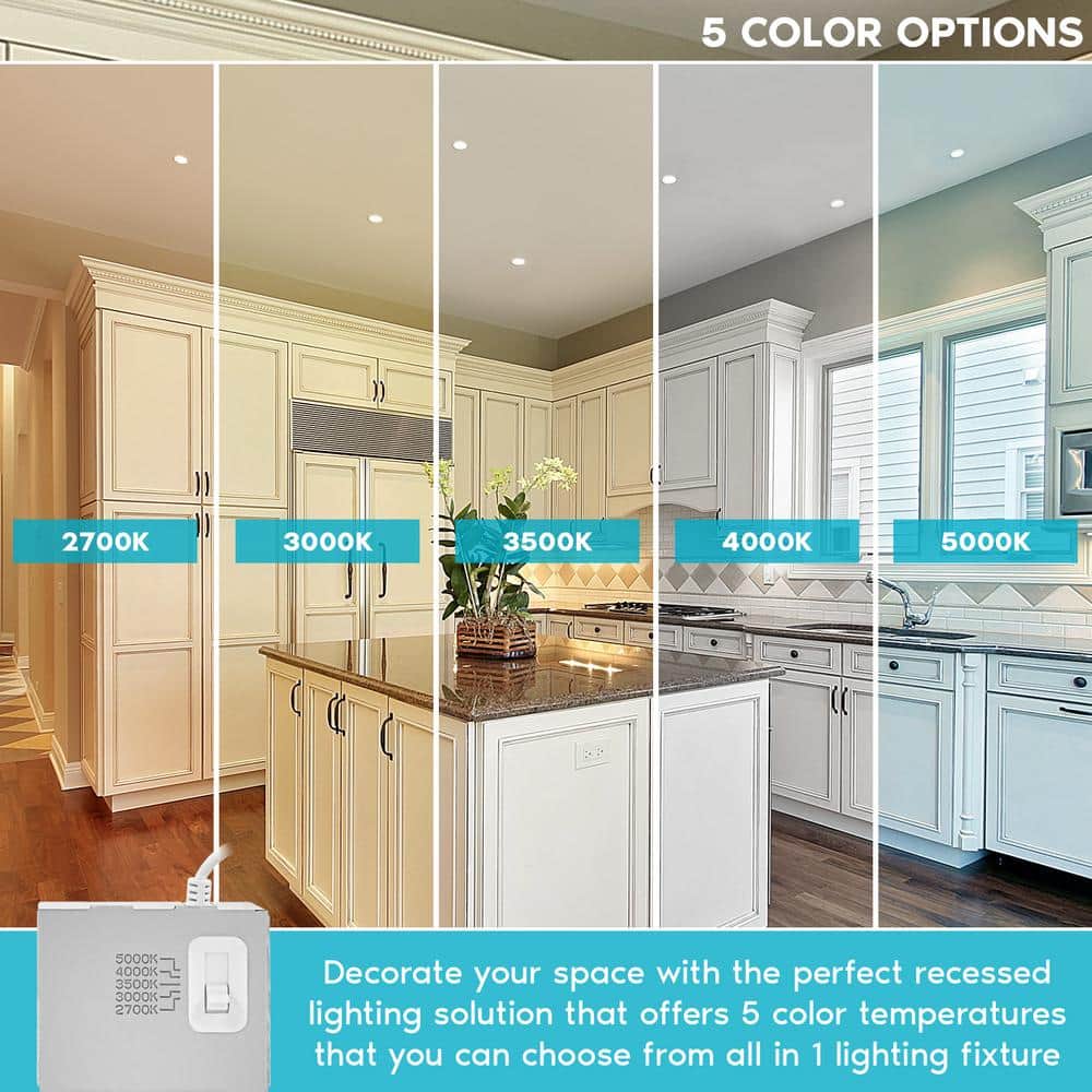 4 Inch Ultra Thin Dimmable LED Recessed Lighting Kit with Color Options