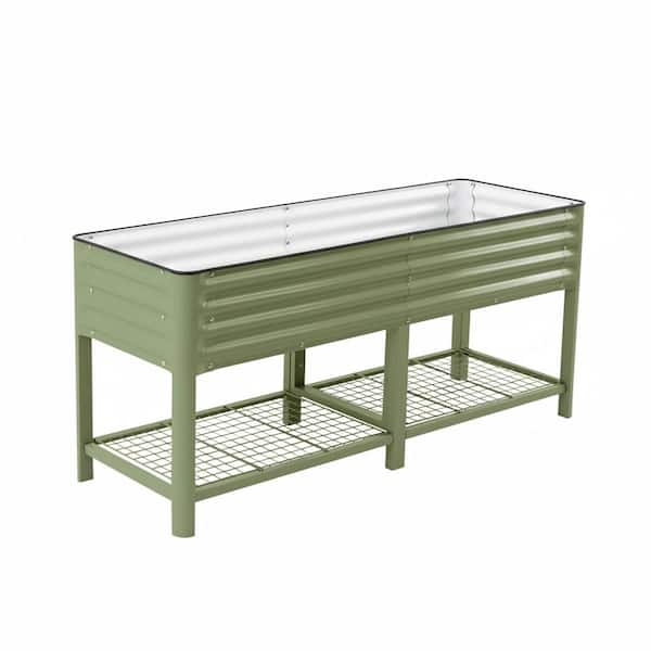 Elevated Garden Bed V Series 2 ft. x 8 ft. without Wheels Outdoor Metal Planter Box for Vegetables Flower Olive Green