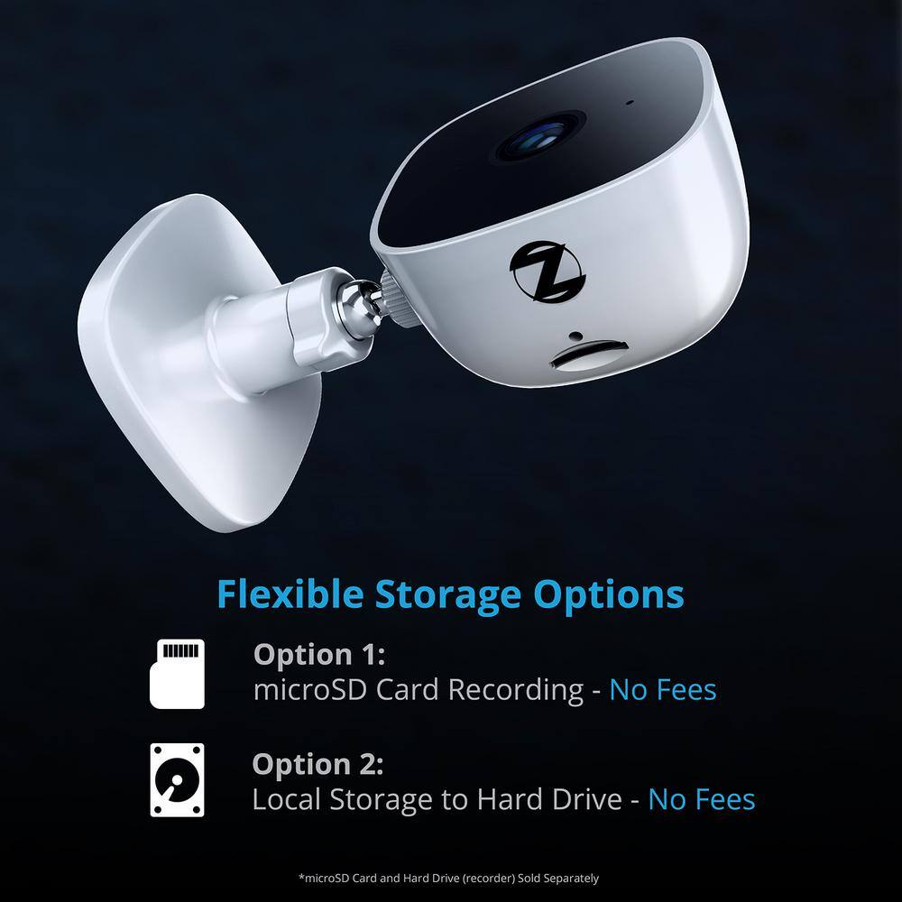 White Wireless Indoor Security Camera with Night Vision and Audio