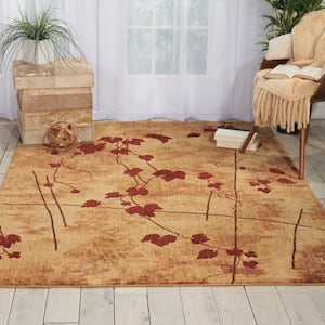 Somerset Latte 5 ft. x 8 ft. Botanical Contemporary Area Rug