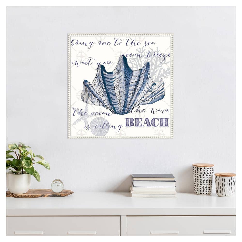 Indigo Nautical Quote Canvas Art with Beaded Frame