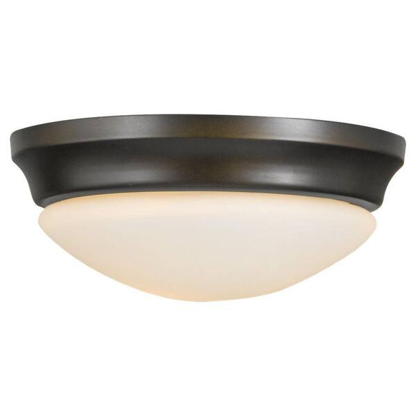 Generation Lighting Barrington 10 in. W. 1-Light Oil Rubbed Bronze Flush Mount with Opal Etched Glass Shade