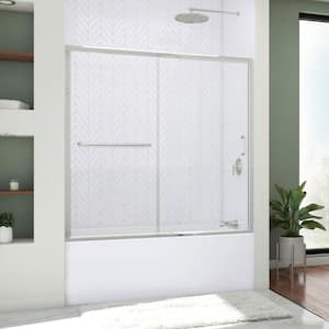 Infinity-Z 56 to 60 in. x 60 in. Semi-Frameless Sliding Tub Door in Chrome and Backwall