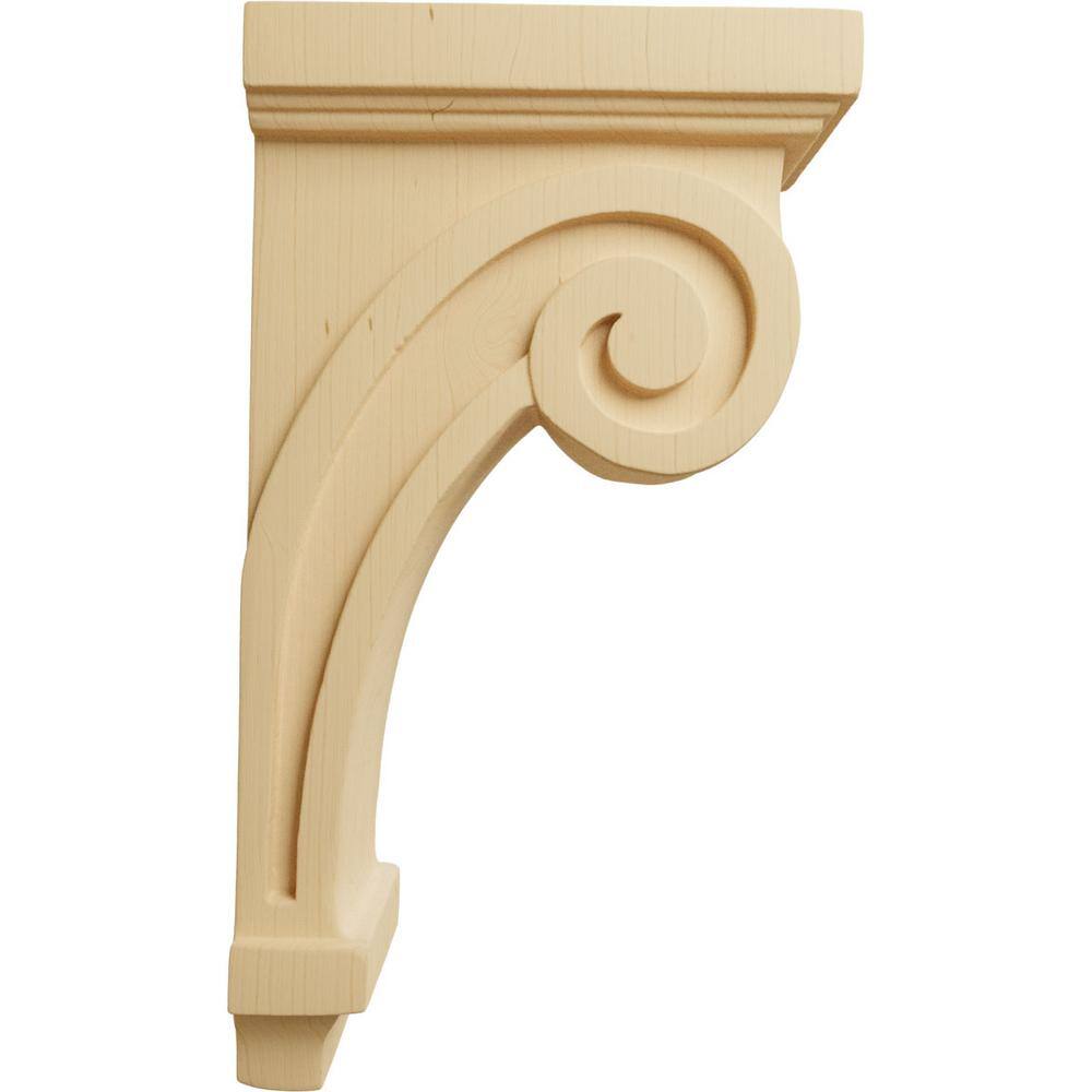 Alder 9" Hand-Carved Scroll Wood Corbel