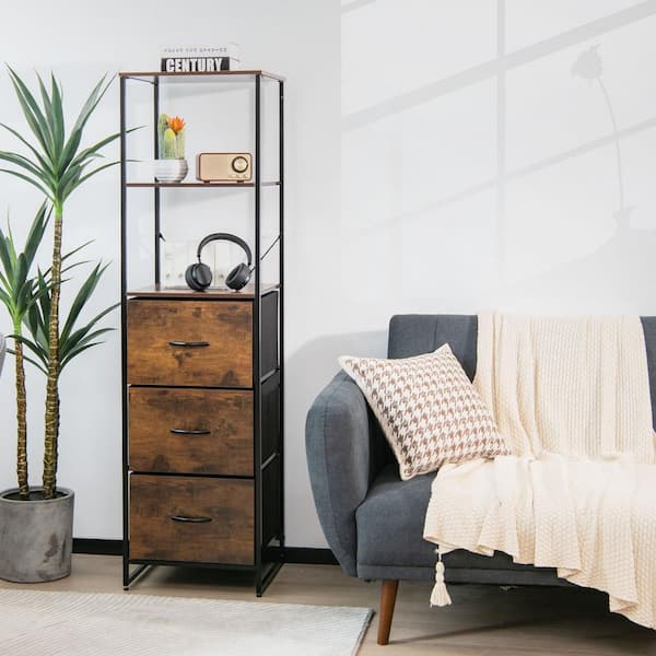Gymax 2PCS Industrial 3-tier Bookshelf 3 Drawers Dresser for Study Bedroom  Living Room GYM09775 - The Home Depot