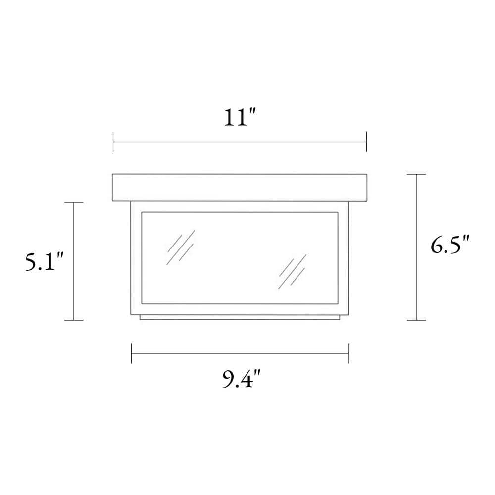 Modern Matte Black 2-Light Flush Mount with Clear Glass Shade
