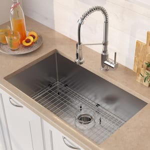 Standart PRO 30 in. Undermount Single Bowl 16 Gauge Stainless Steel Kitchen Sink with Faucet in Chrome