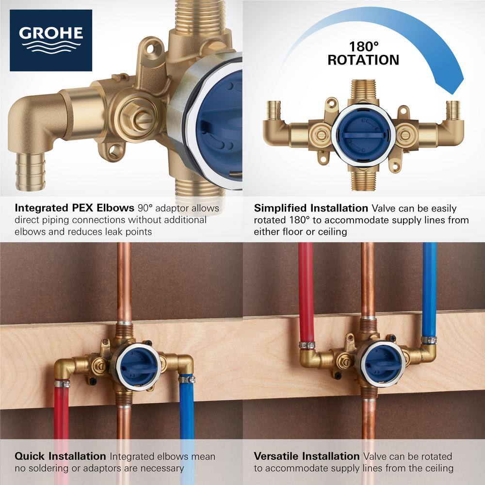 GrohSafe 3.0 Brass Pressure Balance Valve with PEX Elbows