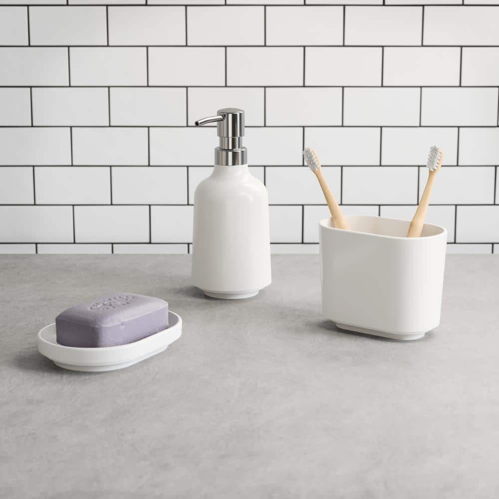 White Glossy Melamine Bathroom Soap Dish