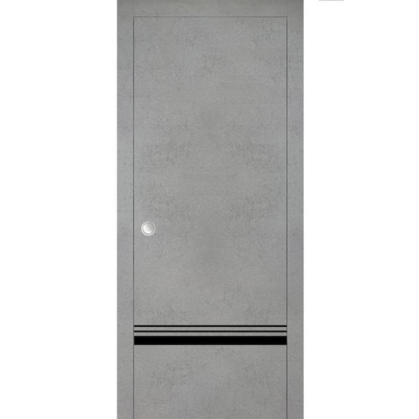 Sartodoors 24 in. x 80 in. 1 Panel Concrete Finished Solid Wood with Honeycomb Sliding Door with Hardware