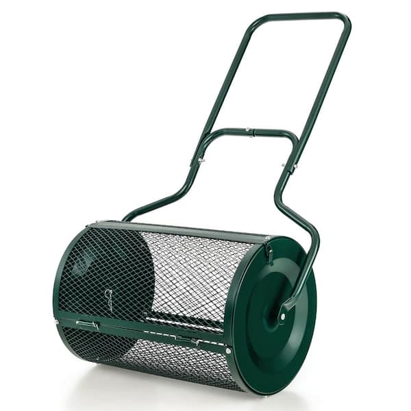 ANGELES HOME 24 in. Green Peat Moss Spreader with Upgrade Side Latches and U-Shape Handle