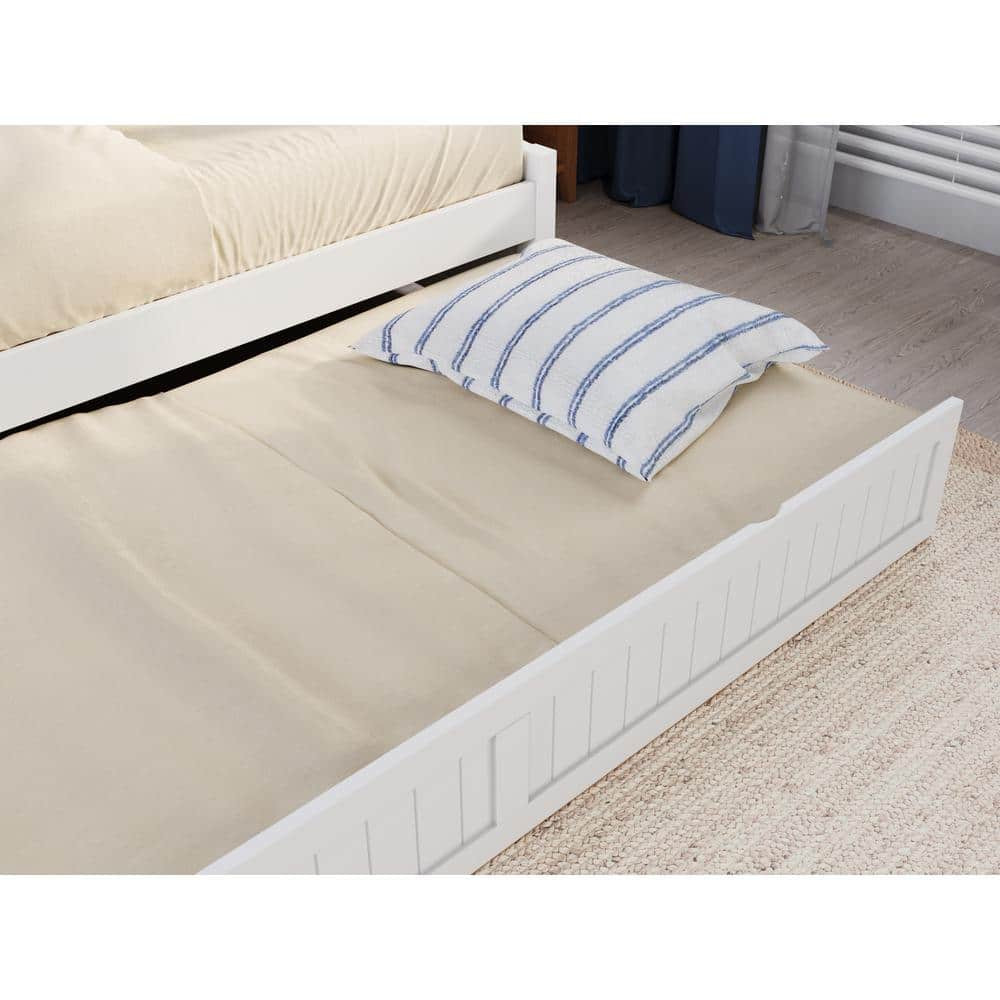 White Twin Wood Daybed with Trundle and Storage Drawers