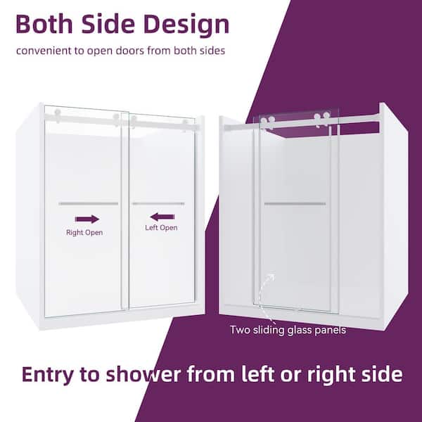 SHAAMA 76 in. W x 80 in. H Double Sliding Frameless Shower SHAAMA 76 in. W x 80 in. H Double Sliding Frameless Shower