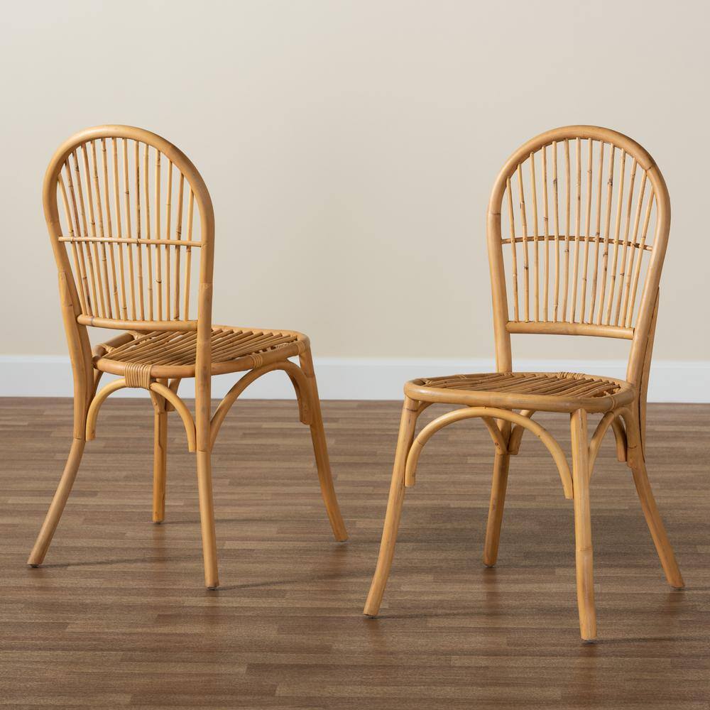 Wina Natural Brown Rattan Cane Dining Chair Set