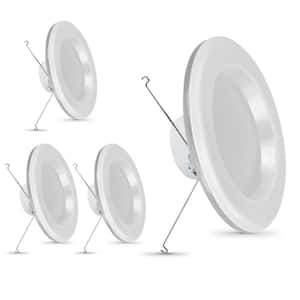 5/6 in. Integrated LED White Retrofit Recessed Light Trim Dimmable CEC Title 24 with Night Light Selectable CCT, 4-Pack