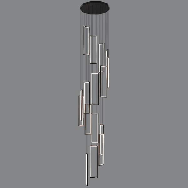 Home Lighting 288Watt 16-Light 16C-Black Pendant Lighting LED Rectangle Chandelier for Kitchen