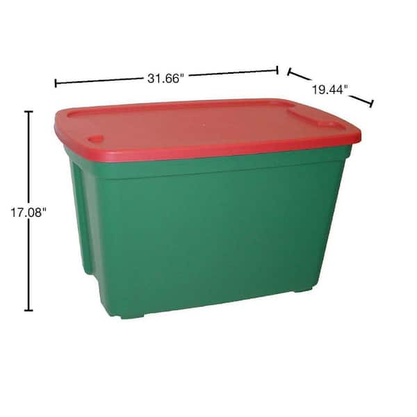 HDX 30 Gal. Tote in Green Base/Red Lid 2030-4452 - The Home Depot