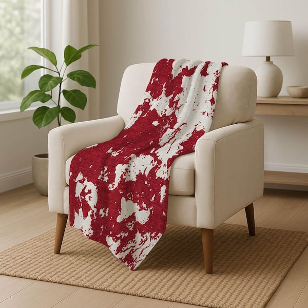 Premium Machine Washable ASB897 Red 50 in. x 70 in. Sherpa Throw Blanket