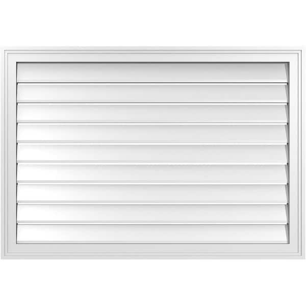 Ekena Millwork 40" x 28" Rectangular White PVC Paintable Gable Louver Vent Functional