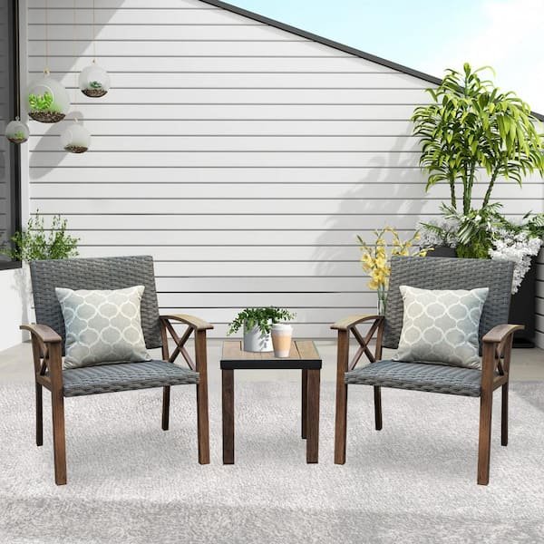 domi outdoor living 3-Piece Patio Conversation Set with Wood