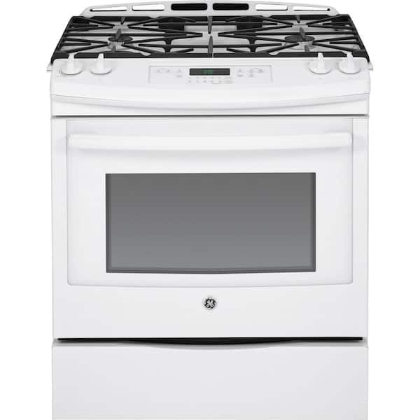 GE 5.6 cu. ft. Slide-In Gas Range with Self-Cleaning Oven in White