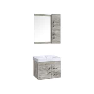 Victoria 24 in. Vanity in Vintage Oak with Ceramic Basin in White and Mirror