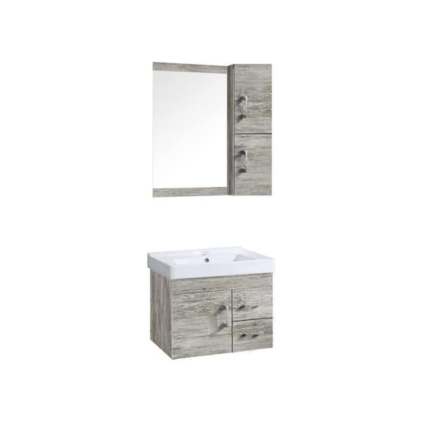 Garrido Bros. and Co. Victoria 24 in. Vanity in Vintage Oak with Ceramic Basin in White and Mirror