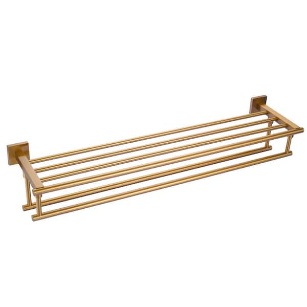32 in. Stainless Steel Wall Mounted Bathroom Double Towel Bars in Brushed Gold
