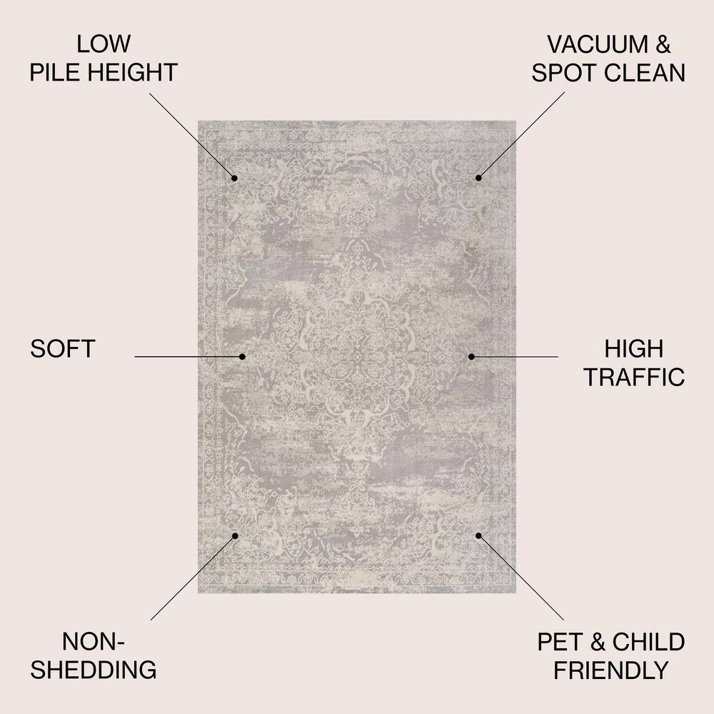 Ivory Synthetic 8' x 10' Reversible Rectangular Area Rug
