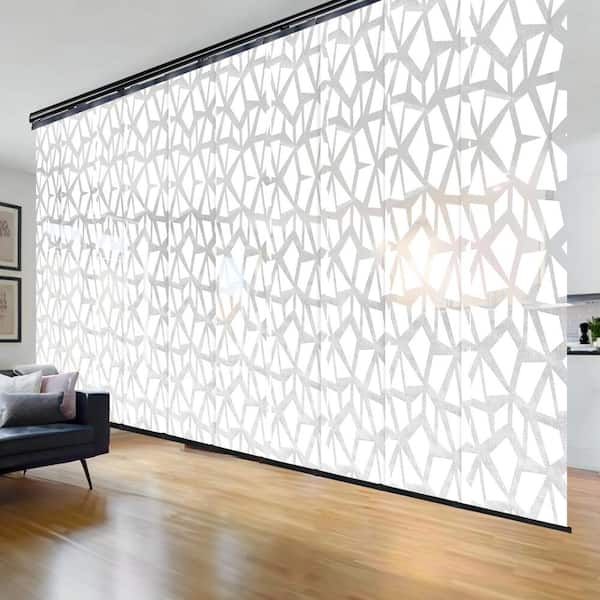 EMOH Snowdrops 120 in. - 218 in. W x 116 in. L Adjustable 10-Panel Black Double Rail Panel Track with 23.5 in. Slates