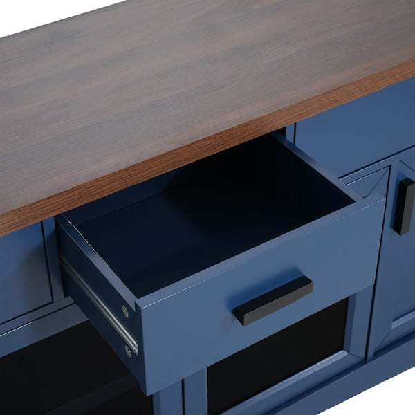 CHRISTOPHER KNIGHT HOME Quincy Modern Blue TV Stand Entertainment