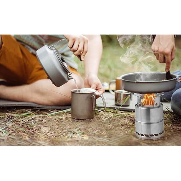 Afoxsos Outdoor Aluminum Camping Cookware Set Hiking Pot Pans Kit with  Cutlery (8-Pieces) HDDB1066 - The Home Depot
