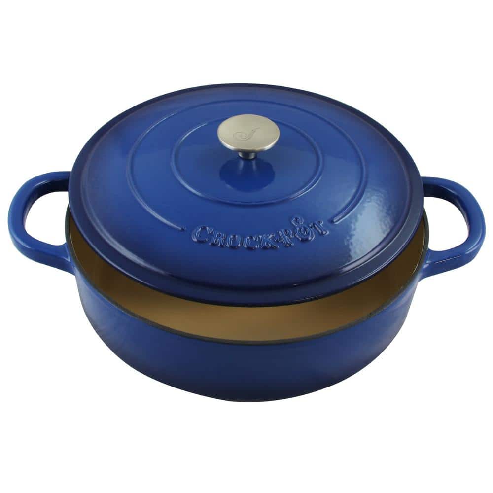 Sapphire Blue 5 Quart Enameled Cast Iron Braiser Pan with Lid