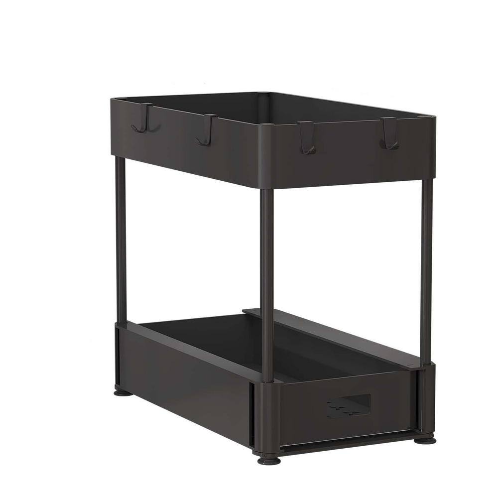 2-Tier Under Sink and Bathroom Organizer, Vanity Organizer in Black