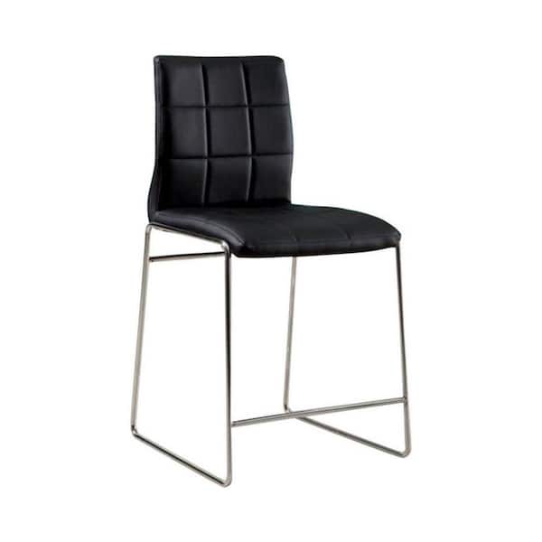 Benjara 33.5 in. Black Low Back Metal Frame Counter Height Stool Chair with Leatherette Seat ((set of 2))