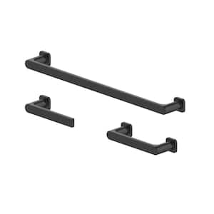 Erbon 3-Piece Bath Hardware Set with 24 in. Towel Bar, Towel Ring and TP Holder in Matte Black