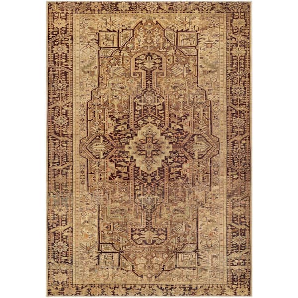 Livabliss Dalia Tan 5 ft. x 7 ft. Traditional Indoor Machine-Washable Area Rug