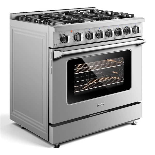 36 in. 6-Burners Built-in Gas Range in Stainless Steel, 6-Zones Cooktop 85000BTU, 6.2 cu.ft Convection Oven 42000BTU
