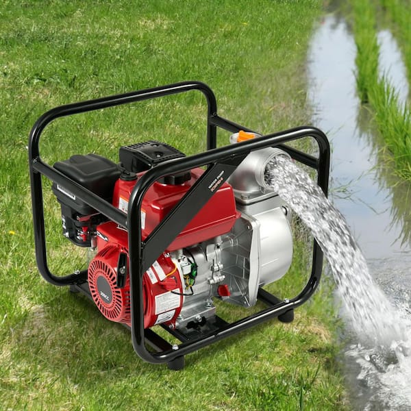 Gasoline Powered Trash Pump, 3 in. 7 HP 242GPM 4-Stroke Gasoline Engine Water Transfer Pump with 25 ft. Outlet Hose