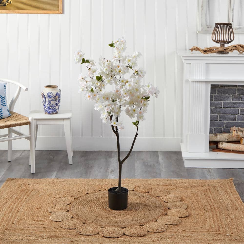 Nearly Natural 4 ft. Artificial Cherry Blossom Tree T2721-WH - The