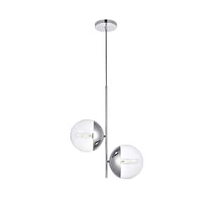 Timeless Home 17.25 in. 2-Light Chrome And Clear Pendant Light, Bulbs Not Included