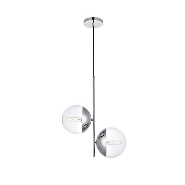 Unbranded Timeless Home 17.25 in. 2-Light Chrome And Clear Pendant Light, Bulbs Not Included