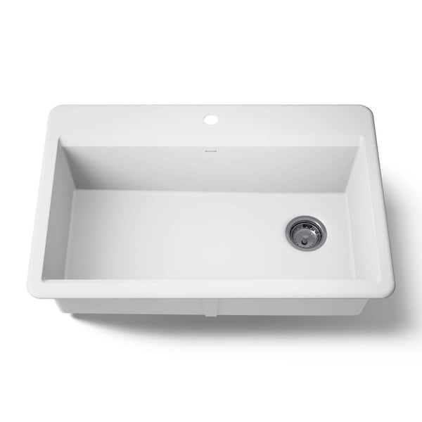 Lassen 33 in. Drop-in Single Bowl Granite Composite Kitchen Sink in Matte White