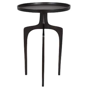 15 in. Brown Round Metal end table with 3-Curved Legs