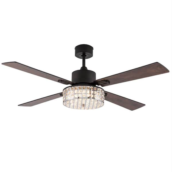 River of Goods Belle 52 in. Integrated LED Indoor Silver and Crystal Ceiling Fan with Light Kit and Remote Control
