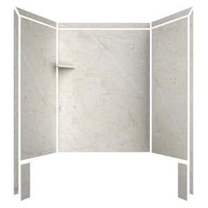 Royale 36 in. x 60 in. x 80 in. 11-Piece Easy Up Adhesive Alcove Bathtub/Shower Wall Surround in Botticino Cream